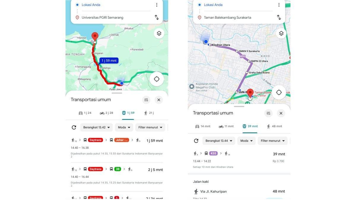 Tampilan Transportasi Umum di Google Maps