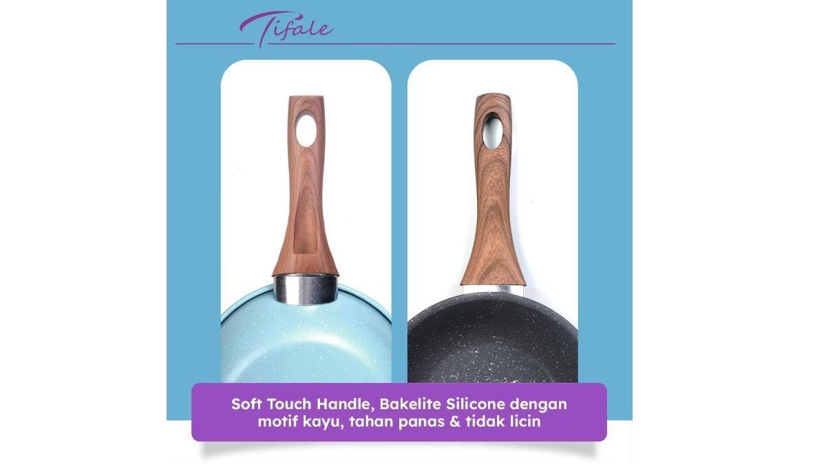 Tifale Deep Sauce Pan 20cm Granite Coating Anti Lengket dengan handle ergonomis.