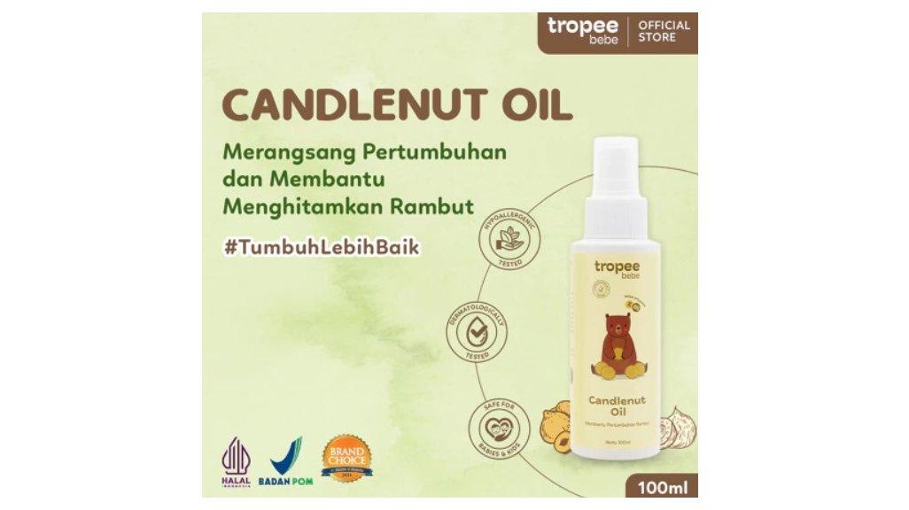 Tropee Bebe Candlenut Oil 100ml | Hair Oil Minyak Kemiri Penumbuh Rambut Alami | Menghitamkan Rambut