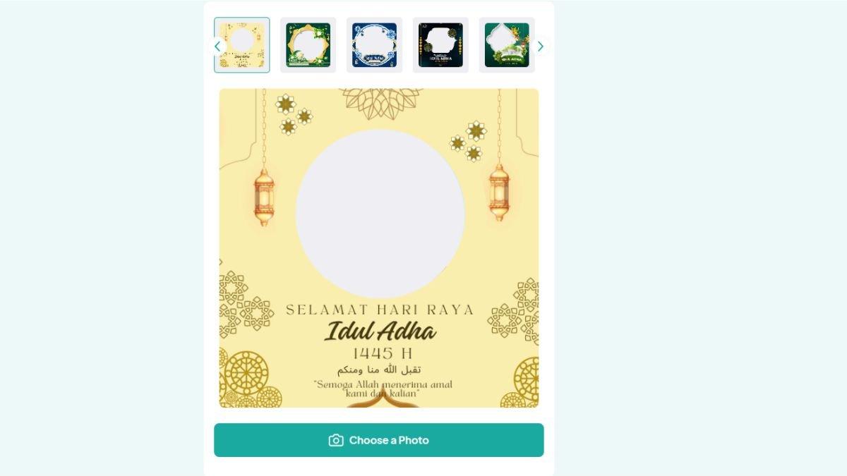 Ilustrasi memasang foto dengan twibbon Idul Adha 2024