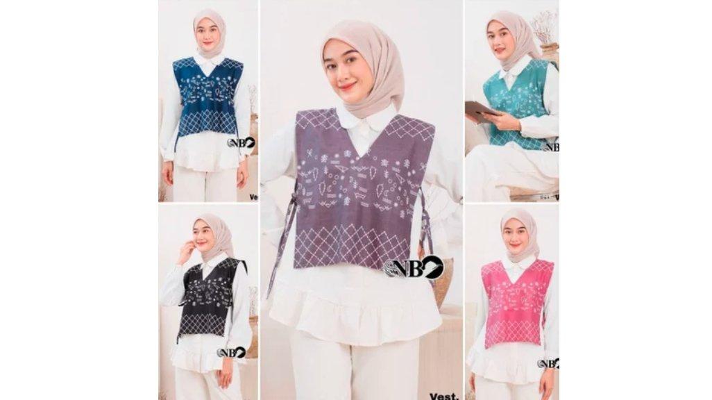 Vest Batik Wanita Rompi Batik Atasan Wanita Outer Batik Modern Vest Batik New Katun