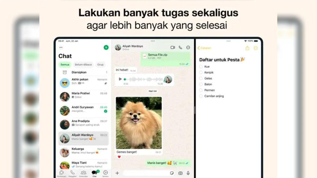 Ilustrasi pemakaian WhatsApp di iPad