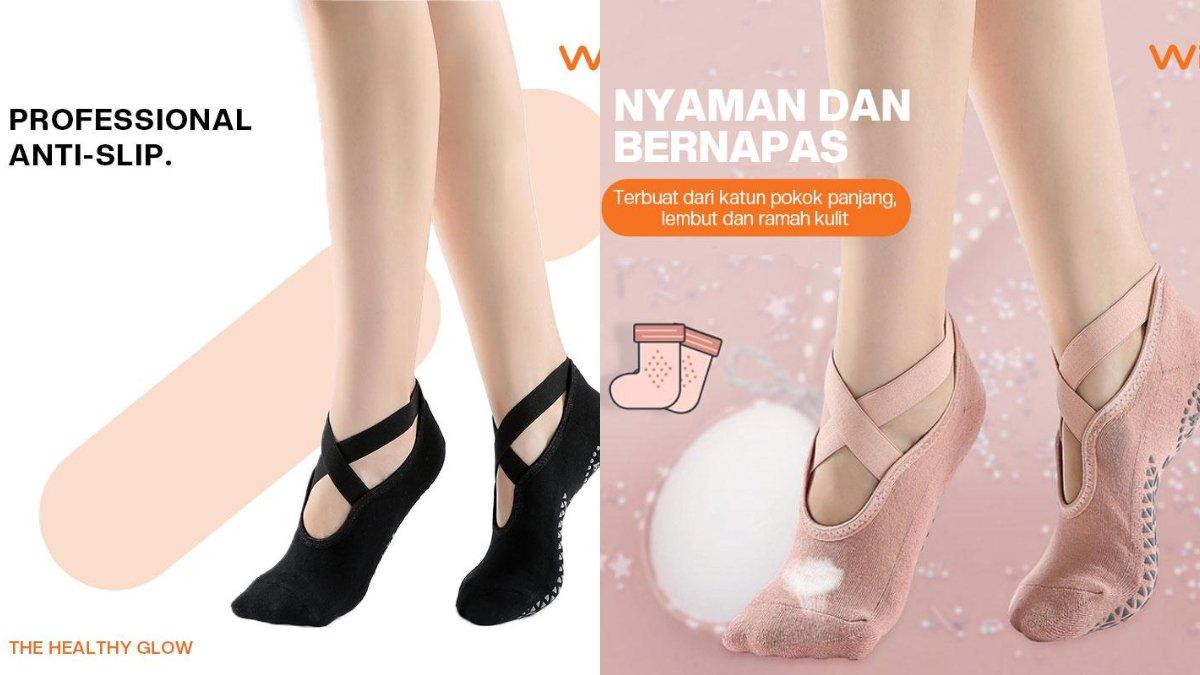 WiZi Kaos Kaki Anti Slip Kaos Kaki Olahraga Wanita Kaos Kaki Dansa Pilates (AO11)