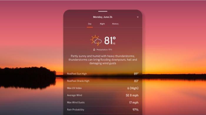 Ilustrasi tampilan aplikasi AccuWeather: Weather Radar
