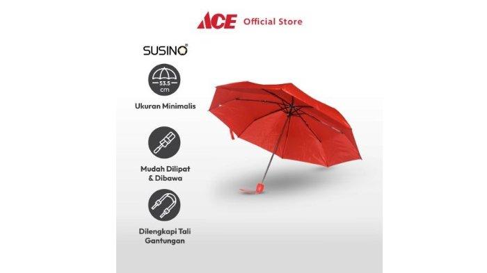ACE Susino 53.5 cm Payung Lipat Plain Folding berdesain ringan mudah dilipat.