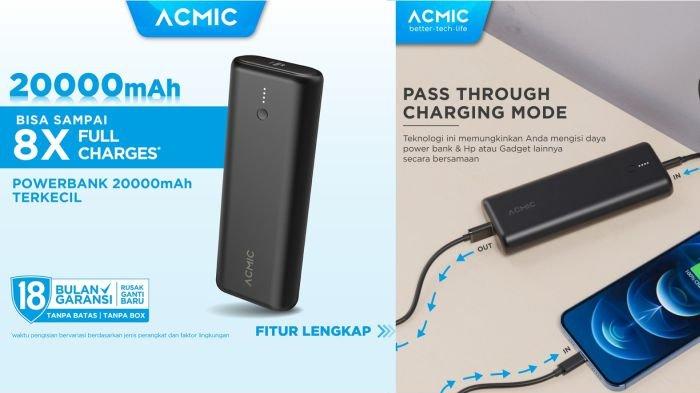 ACMIC MINIMAX Super Mini PowerBank berukuran ringkas, tapi kapasitasnya 20000 mAh