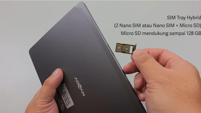 SIM Tray ADVAN Tab VX Lite merupakan slot tipe hibrida
