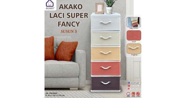 AKAKO Lemari Pakaian Laci Plastik Motif Rotan