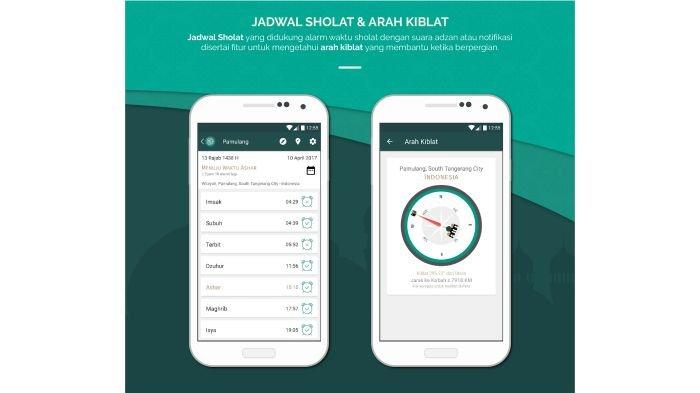 Fitur penunjuk jadwal sholat dan arah kiblat di aplikasi Al Quran Indonesia