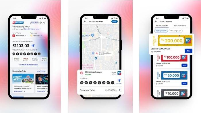 Ilustrasi aplikasi My Pertamina yang terpasang di handphone