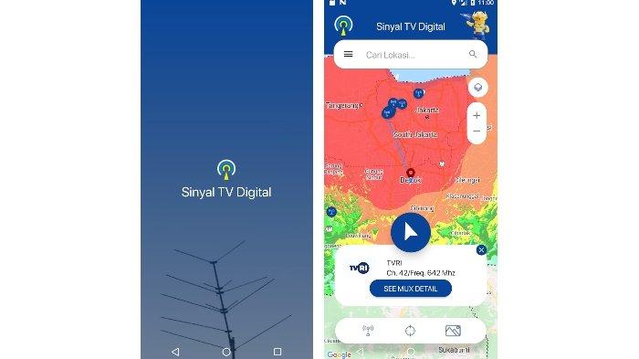 Tampilan aplikasi SinyalTVDigital