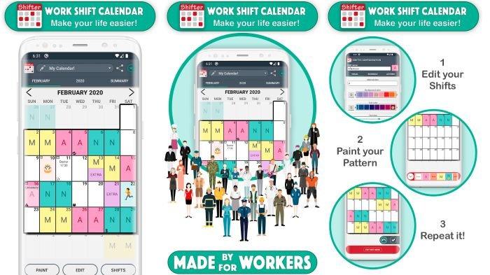 Aplikasi Work Shift Calendar, cocok digunakan untuk mengatur waktu para pekerja dan sejumlah agenda