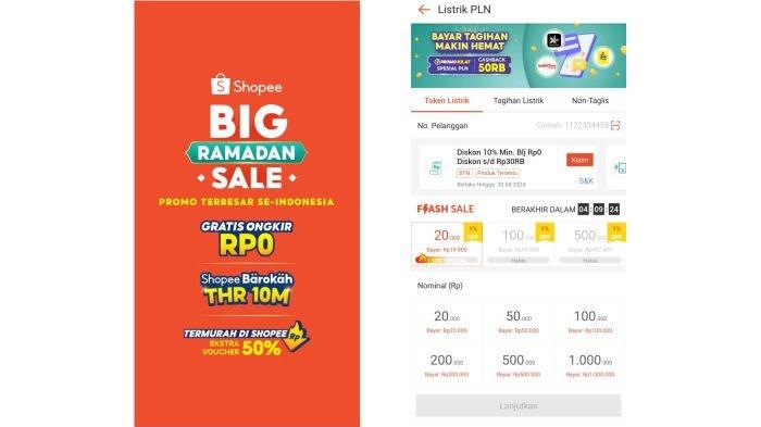 Beli token listrik prabayar di Shopee