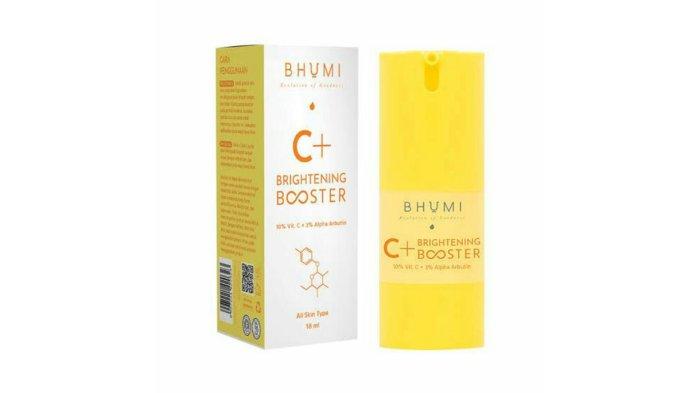 BHUMI C+ Brightening Booster diperkaya dengan vitamin C, Alpha Arbutin, hingga madu yang ampuh melawan tanda-tanda penuaan