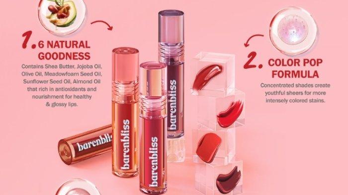 Ilustrasi produk lip tint hybrid formula yang mengandung bahan skincare.
