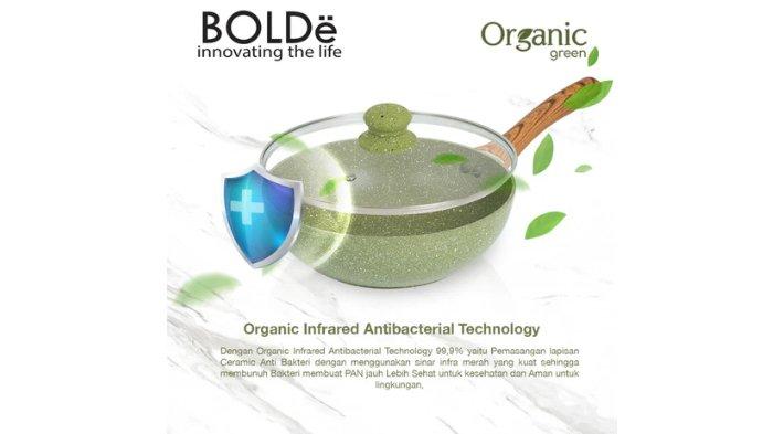 BOLDe Organic Green Wok Pan untuk proses memasak yang lebih aman.