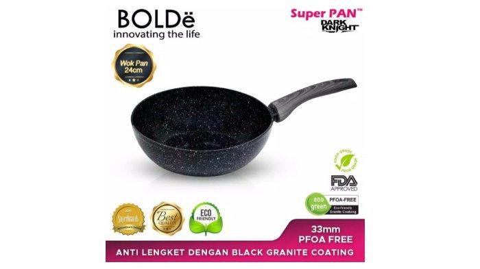 BOLDe Super Pan Wok Dark Knight Series dibekali lapisan anti lengket granite coating.