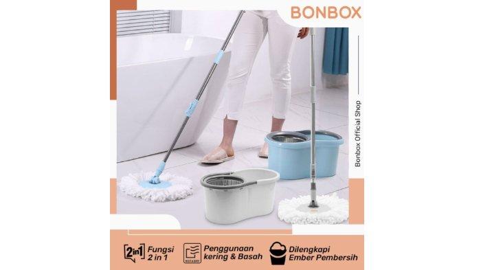 Bonbox 2 in 1 Spin Mop BCT803 dirancang untuk kemudahan membersihkan lantai.
