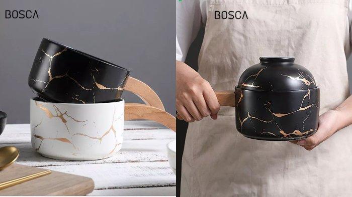 BOSCA LIVING Marble Pot Set with Bowl lebih multifungsi untuk sajikan beragam menu dengan handle kayu dan motif marmer.