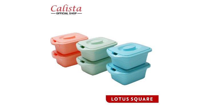 Calista Lotus Square Wadah Saji Makanan 700ml Set isi 2pcs 