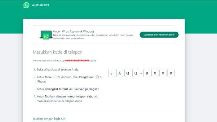 Tanpa kode QR, login WhatsApp Web bisa dilakukan dengan menautkan nomor telepon saja