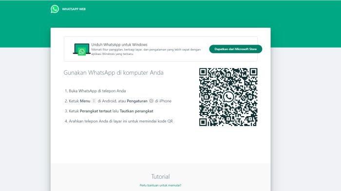 Tampilan kode QR di halaman login WhatsApp Web
