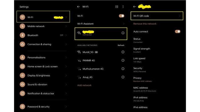 Tampilan cara melihat password WiFi yang tersimpan di HP OPPO