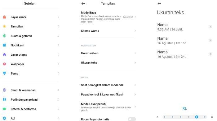 Ilustrasi cara mengubah ukuran tulisan di HP Xiaomi dan POCO, pengguna bisa memperbesar atau memperkecilnya