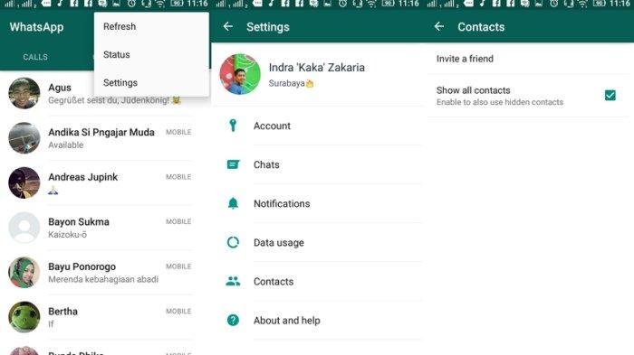 Ilustrasi menampilkan semua kontak WhatsApp