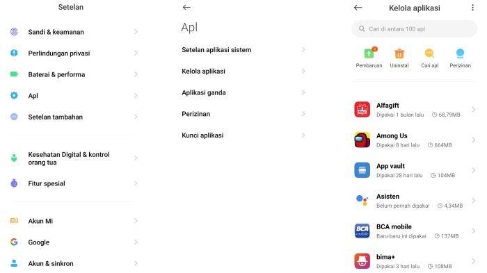 Langkah menghapus aplikasi di HP Android lewat menu Pengaturan, Settings atau Setelan