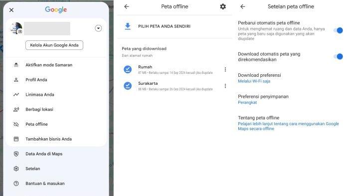 Ilustrasi mengubah penyimpanan Peta Offline Google Maps di perangkat atau kartu microSD