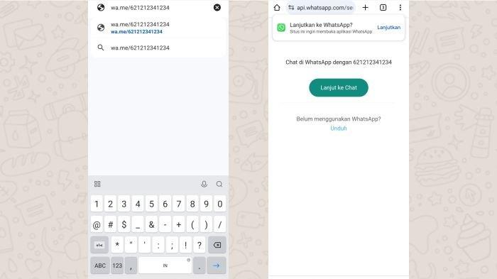 Cara mengirim chat atau pesan WA tanpa simpan nomor dengan link wa.me