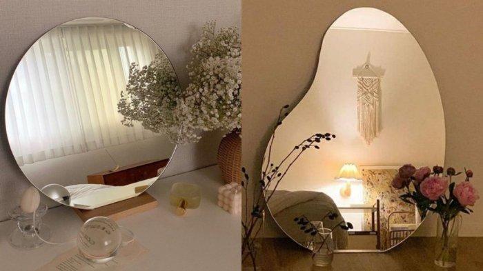 Cermin Lingkaran + penyangga kayu