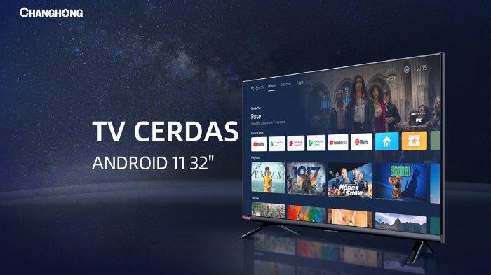 Ilustrasi Smart TV yang menjalankan sistem operasi Android TV