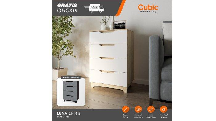 Cubic Chest Drawer Minimalis desain bertingkat untuk simpan beragam perintilan.