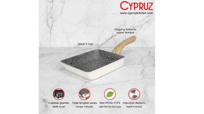 CYPRUZ White Granite Tamagoyaki Pan hadir dengan 4 lapisan granit yang kuat.