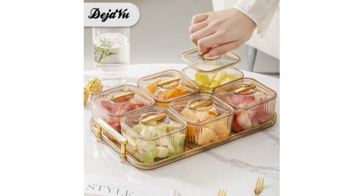 DejaVu Toples Set With Tray HSB663 hadir dalam satu set disertai nampan dengan desain cantik