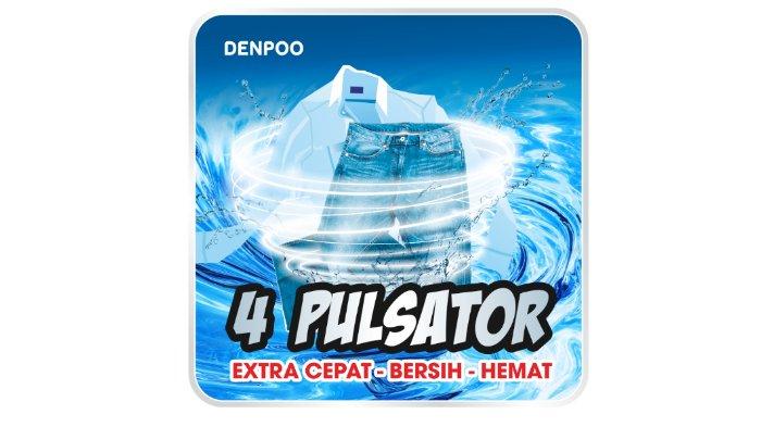 DENPOO Mesin Cuci 2 Tabung DW 828 dibekali dengan teknologi 4 pulsator untuk hasil cuci lebih bersih