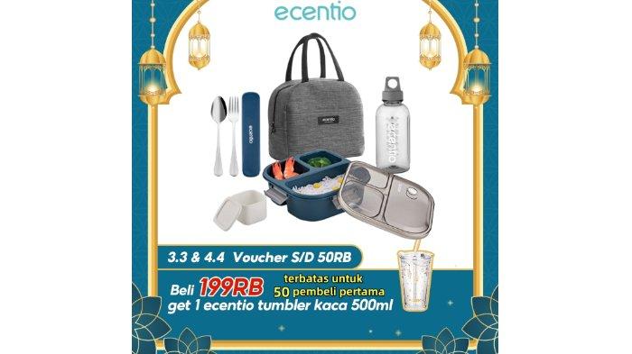 ecentio 3 Sekat 1100ml Lunch Box Botol Minum set 4