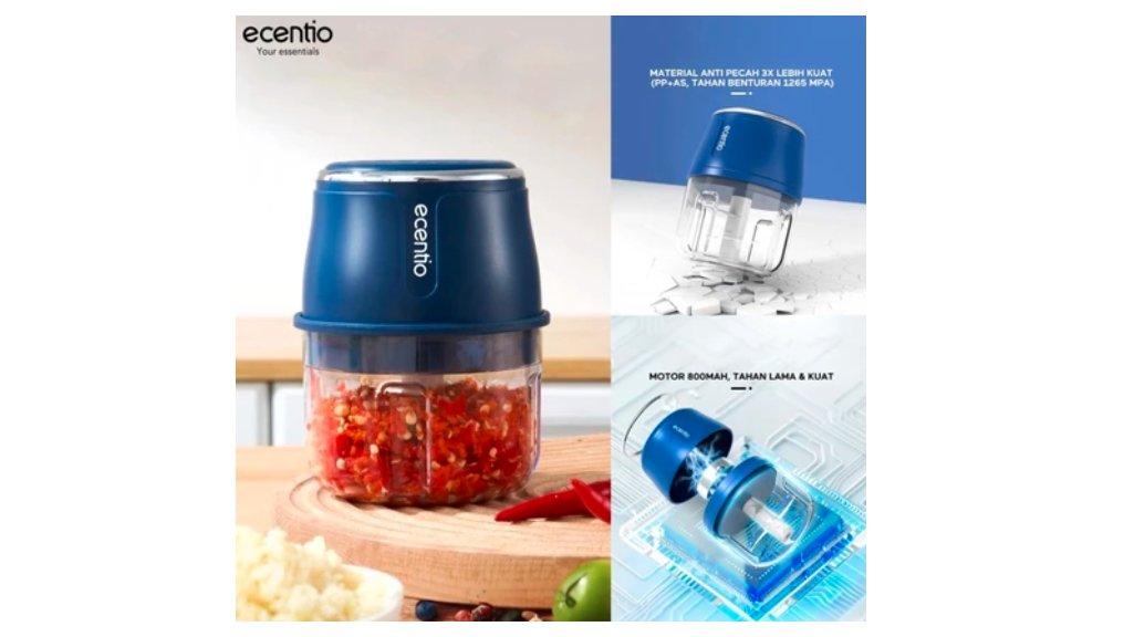 ecentio Mini Chopper Blender 6 pisau 250ml Portable bumbu Dapur Portable