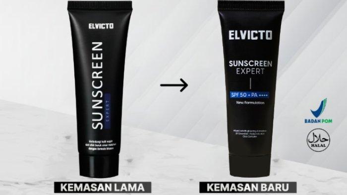 ELVICTO Sunscreen Expert With SPF 50 PA +++ hadir dengan wadah tube berwarna hitam yang memberikan kesan manly.