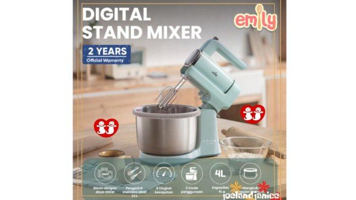 EMILY Digital Stand Mixer 4L dengan kapasitas besar dan 9 pilihan kecepatan.