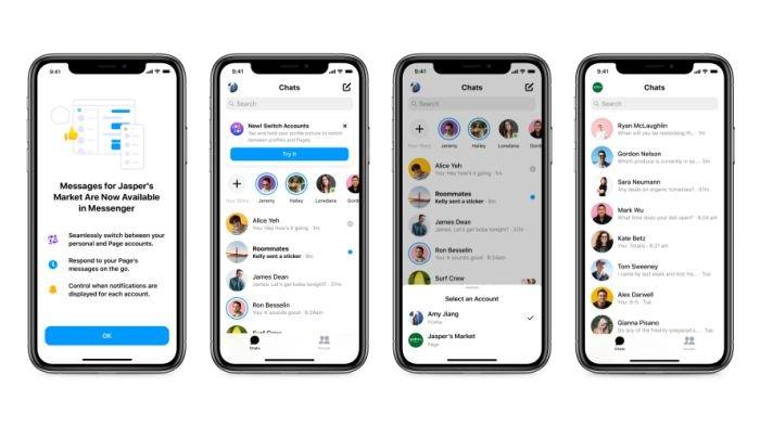 Ilustrasi tampilan layar Facebook Messenger