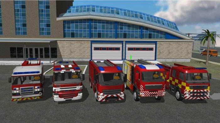 Ilustrasi kendaraan pemadam kebakaran di game Fire Engine Simulator