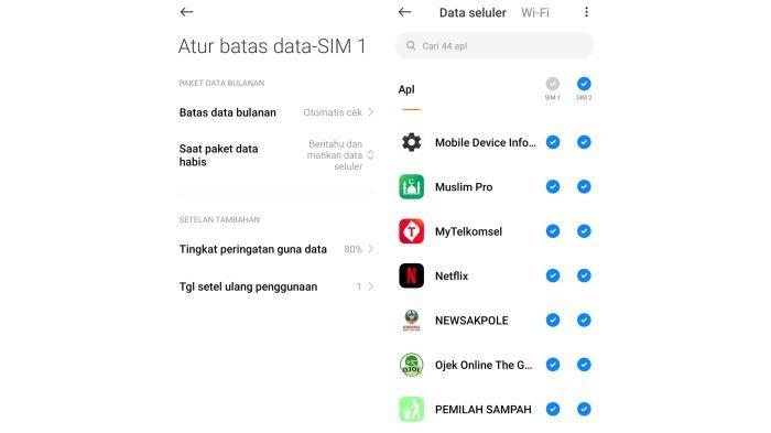 Illustrasi pengaturan batas pemakaian kuota data internet di HP Android