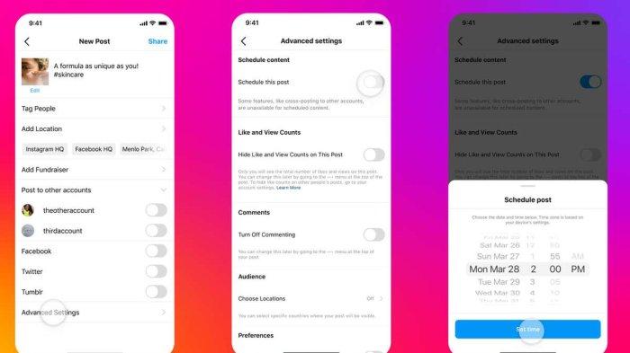 Ilustrasi tampilan saat ingin posting konten di Instagram