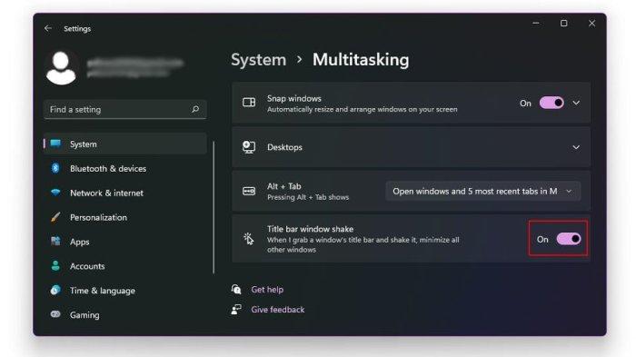 Ilustrasi fitur Title Bar Window Shake