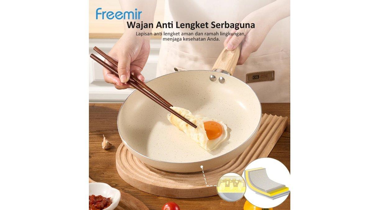 freemir Wajan Penggorengan Warna Krem Beige Anti Lengket 24/20cm