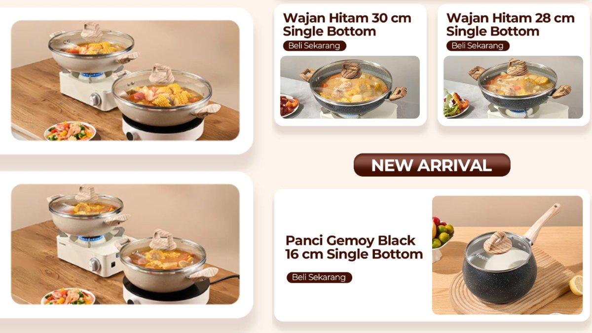 freemir punya berbagai pilihan wajan termasuk wok pan, grill pan, dan lain sebagainya.