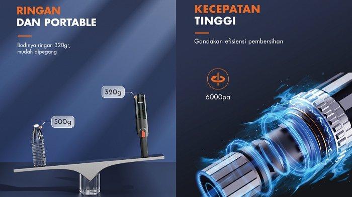 GAABOR Vacuum Cleaner Portable GVCC-M3A2 punya ukuran yang ringkas dan ringan permudah penggunaan
